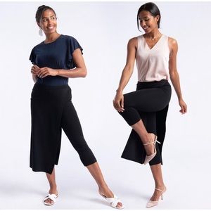 Betabrand The Sassiest Pants Crop Black Skirt Overlay Stretch